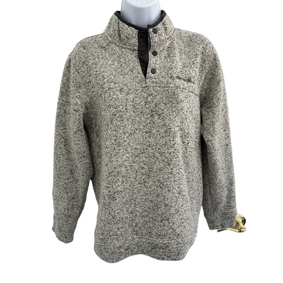 Eddie Bauer Fleece Snap Mock Pullover Gray Quarterzip Long Sleeve Sweater M - Picture 2 of 7